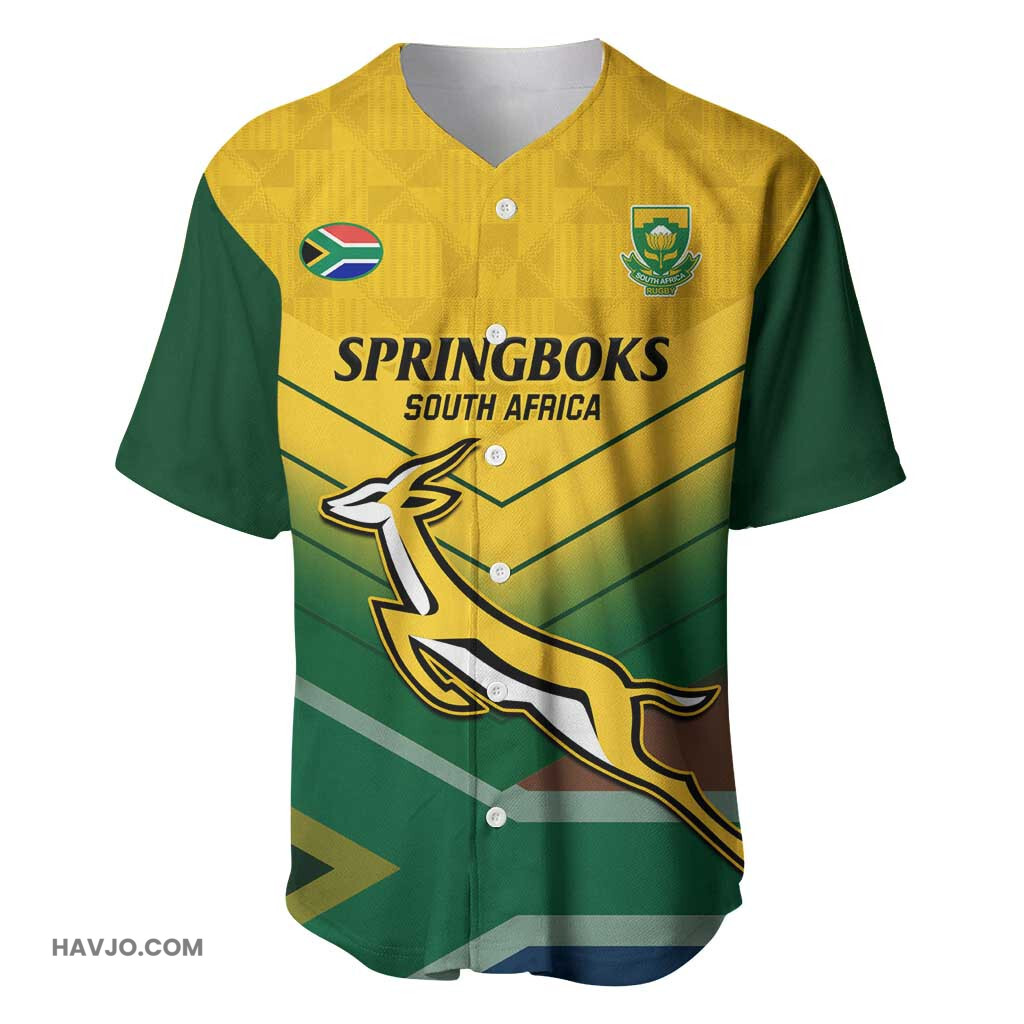 Custom South Africa Rugby Springboks Go Champions African Pattern Baseball Jersey