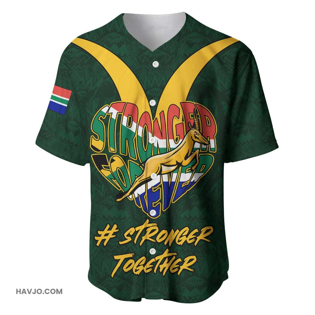 Custom South Africa Rugby Stronger Together, Stronger Forever, Bokke World Cup Baseball Jersey