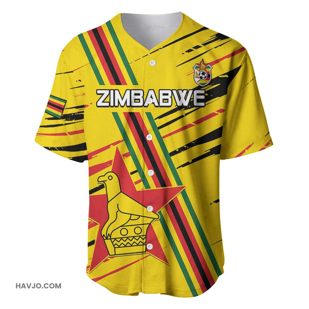 Custom Zimbabwe Football Grunge Style Baseball Jersey