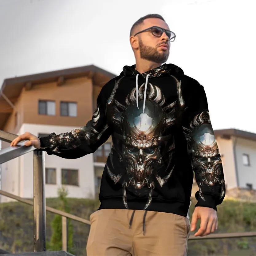 Alternative view of Cyborg Metal Skull 3D All Over Print Hoodie