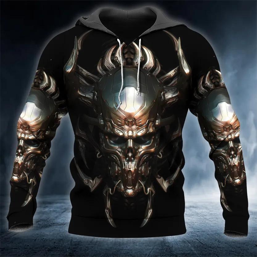 Cyborg Metal Skull 3D All Over Print Hoodie