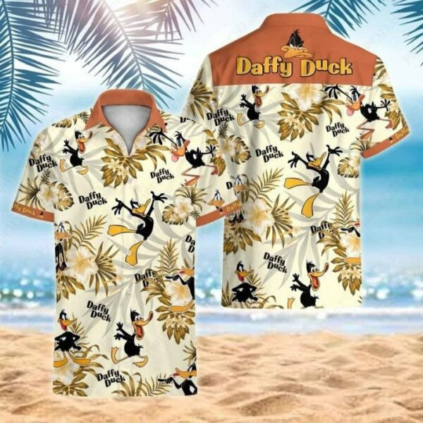 Daffy Duck Hawaiian Beach Hawaiian Shirt Tropical Aloha Button Up