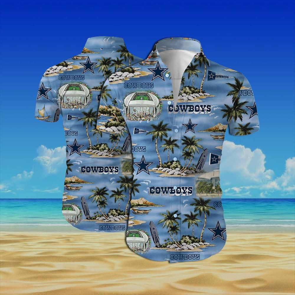 Dallas Cowboys All Over Printed Hawaiian Shirt Tropical Aloha Button Up