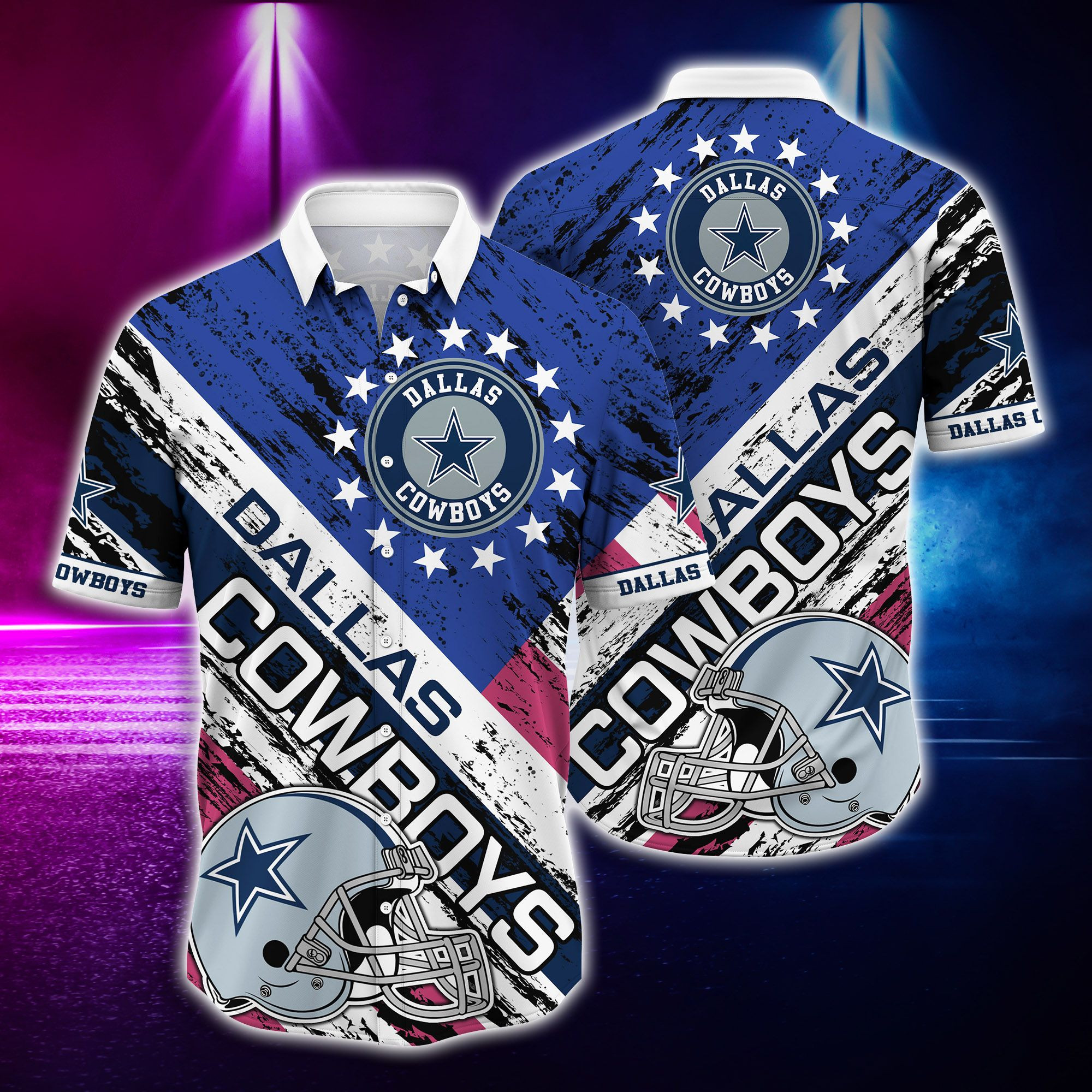 Dallas Cowboys And Rugby Helmet Hawaiian Shirt Tropical Aloha Button Up