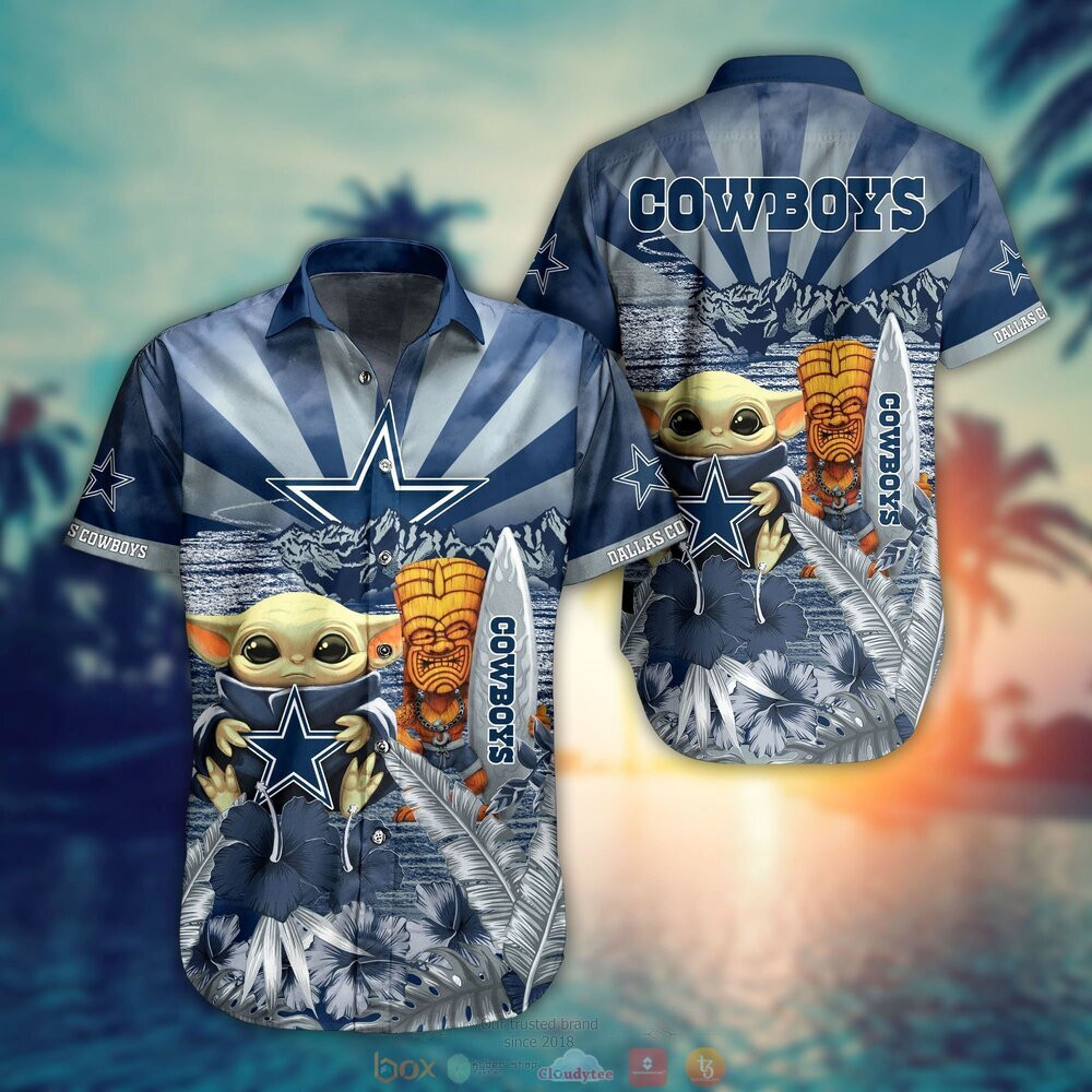 Dallas Cowboys Baby Yoda Hawaiian Shirt Tropical Aloha Button Up
