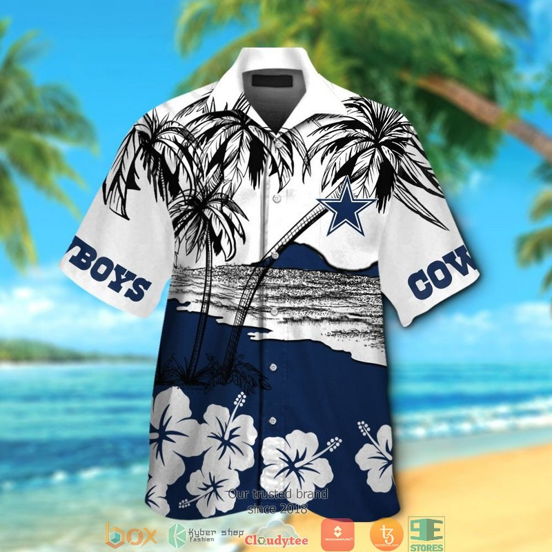 Dallas Cowboys Coconut Island Hibiscus Hawaiian Shirt Tropical Aloha Button Up
