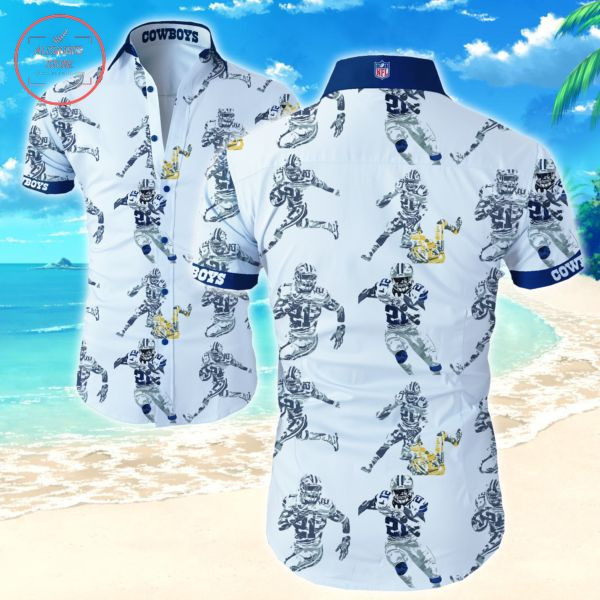Dallas Cowboys Elliott Hawaiian Shirt Tropical Aloha Button Up