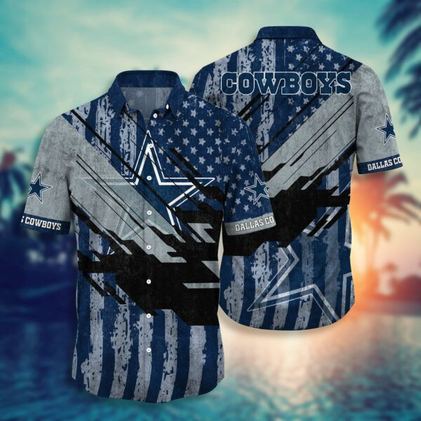 Dallas Cowboys Flag American Distressed Hawaiian Shirt Tropical Aloha Button Up