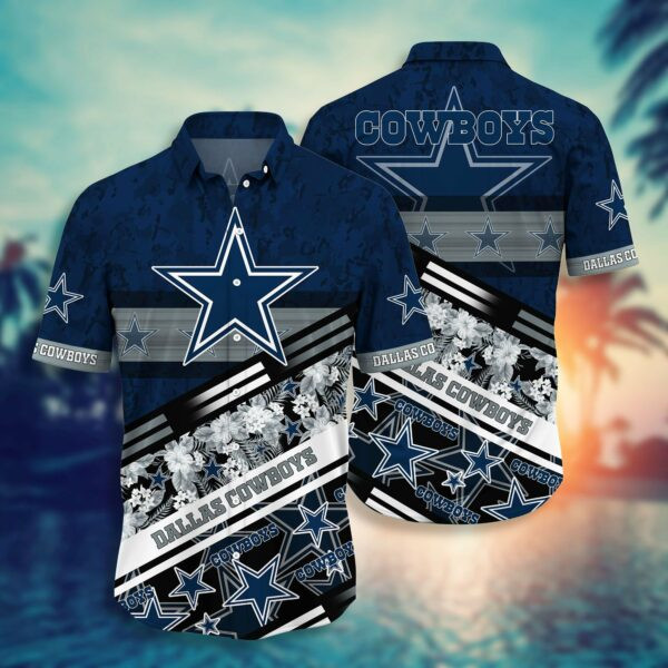 Dallas Cowboys Flower And Floral Hawaiian Shirt Tropical Aloha Button Up