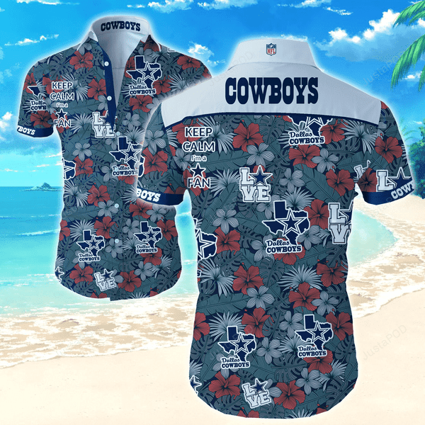 Dallas Cowboys Flower Hawaiian Shirt Tropical Aloha Button Up