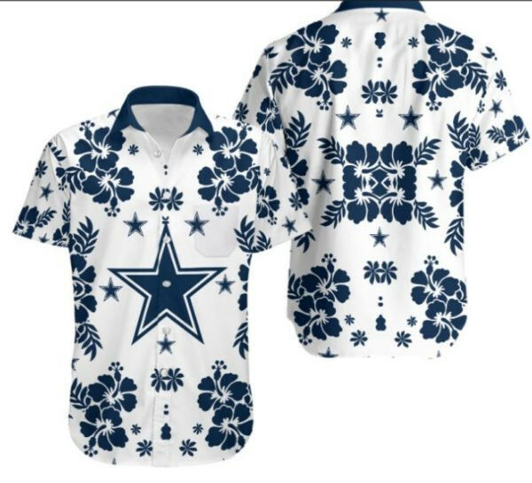 Dallas Cowboys Football Hawaiian Shirt Tropical Aloha Button Up