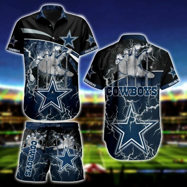 Dallas Cowboys Hand Hawaiian Shirt Tropical Aloha Button Up
