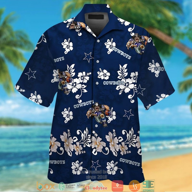 Dallas Cowboys Hibiscus Flower Hawaiian Shirt Tropical Aloha Button Up