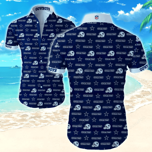 Dallas Cowboys Logo Pattern Hawaiian Shirt Tropical Aloha Button Up