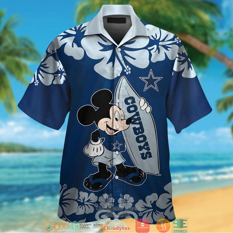 Dallas Cowboys Mickey Mouse Hawaiian Shirt Tropical Aloha Button Up