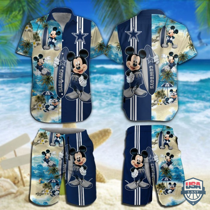 Dallas Cowboys Mickey Mouse Surf Summer Hawaiian Shirt Tropical Aloha Button Up