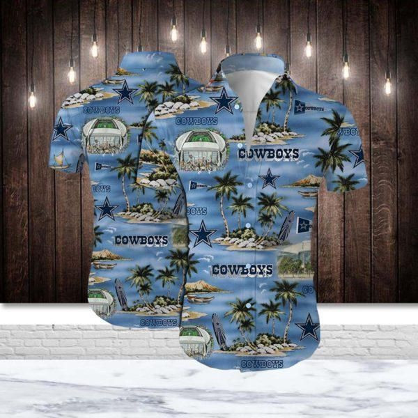 Dallas Cowboys Nfl Football Hawaiian Shirt Tropical Aloha Button Up