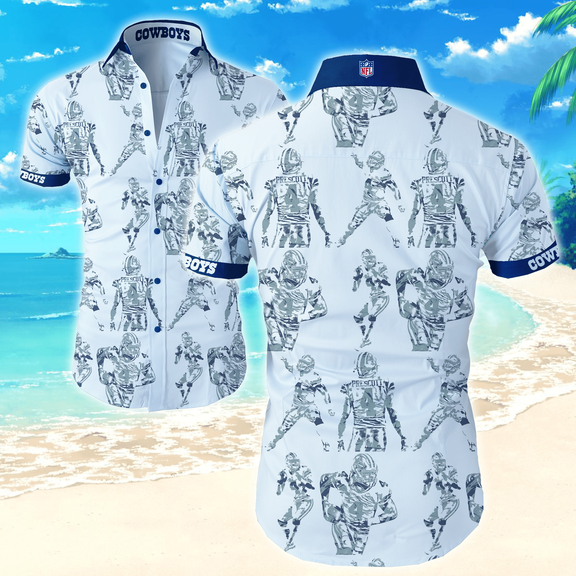 Dallas Cowboys Nfl Hawaiian Shirt Tropical Aloha Button Up
