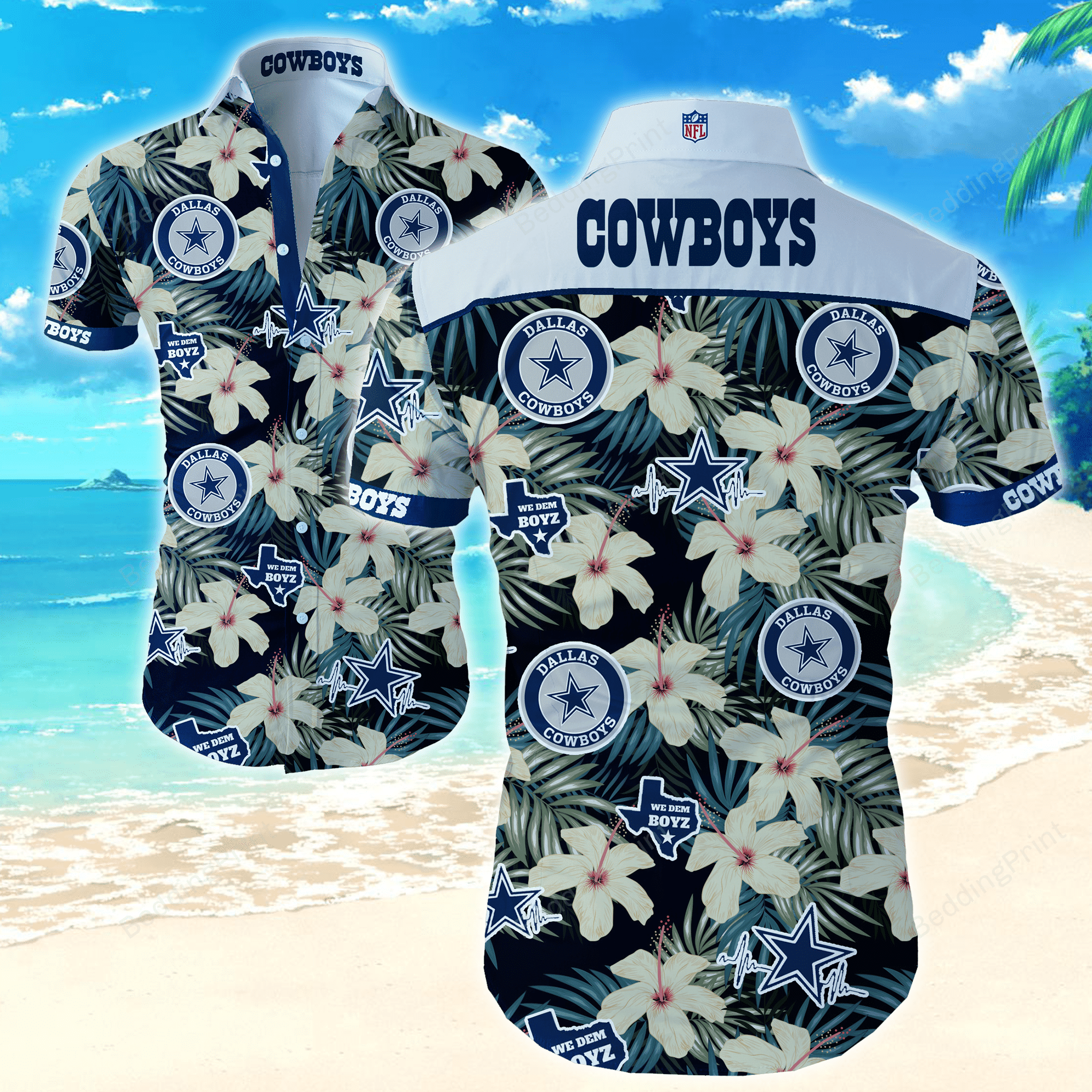 Dallas Cowboys Nfl Hawaiian Shirt Tropical Aloha Button Up