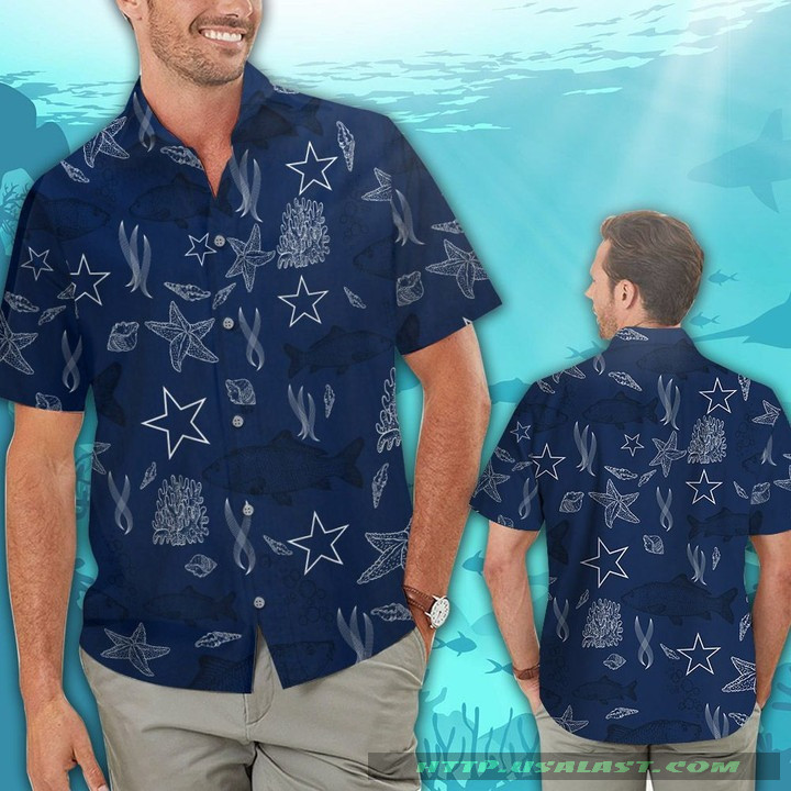 Dallas Cowboys Ocean Fishes Hawaiian Shirt Tropical Aloha Button Up