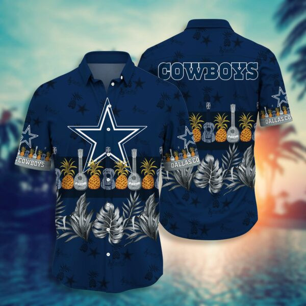 Dallas Cowboys Pinneapple And Guitar Summer Hawaiian Shirt Tropical Aloha Button Up