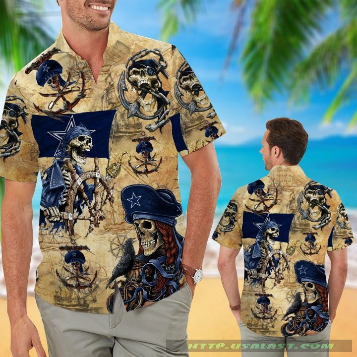 Dallas Cowboys Pirates Hawaiian Shirt Tropical Aloha Button Up