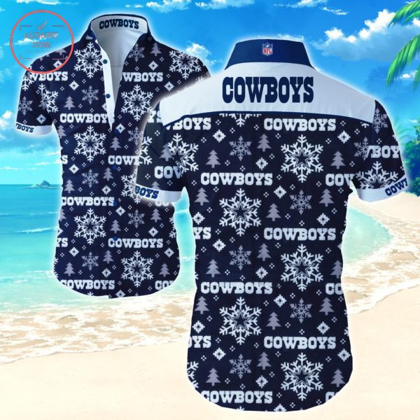 Dallas Cowboys Snowflakes Hawaiian Shirt Tropical Aloha Button Up