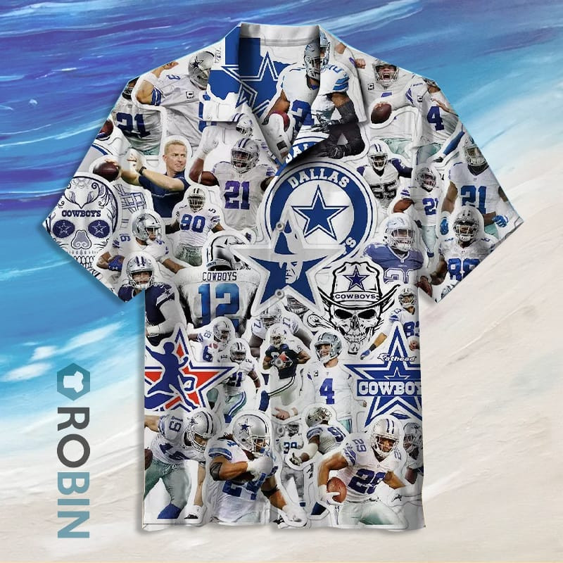 Dallas Cowboys Team Regular Fit Hawaiian Shirt Tropical Aloha Button Up