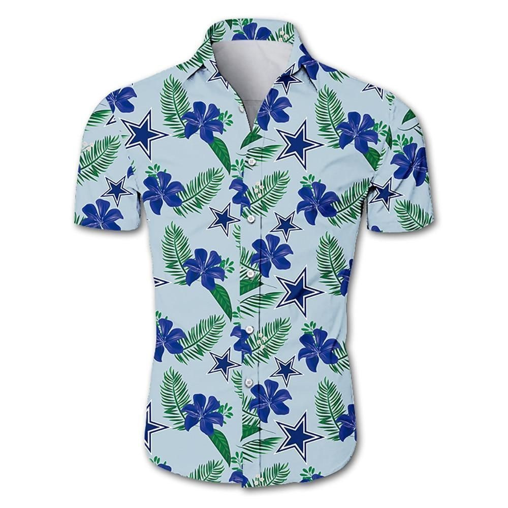 Dallas Cowboys Tropical Flower Hawaiian Shirt Tropical Aloha Button Up