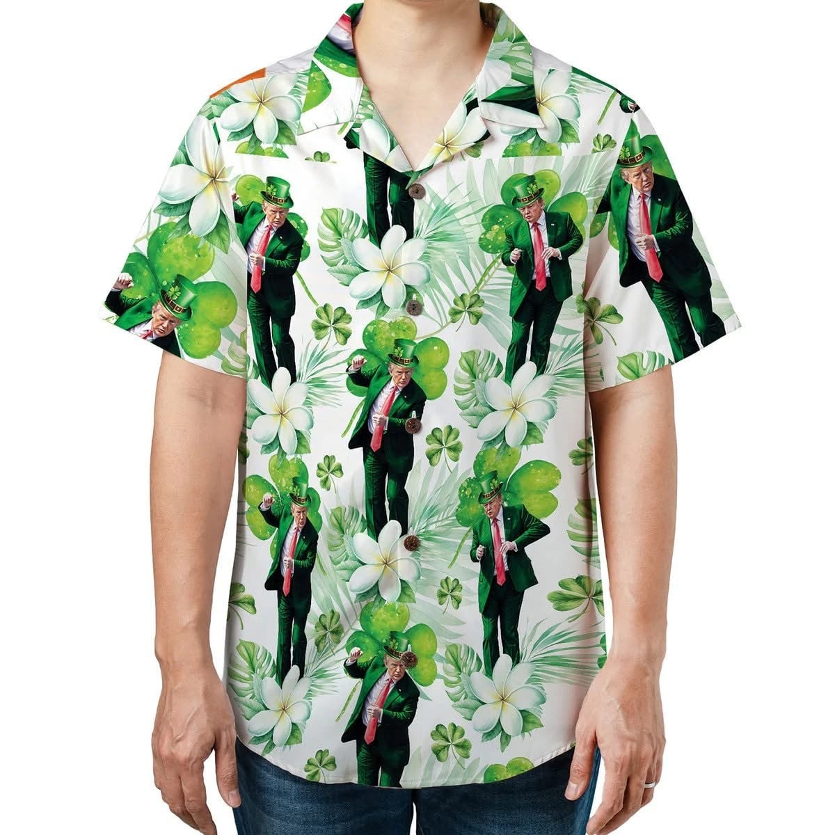 Dancing Trump Irish Shamrock Hawaiian Shirt Saint Patricks Day Shirt Gifts For Trump Lovers