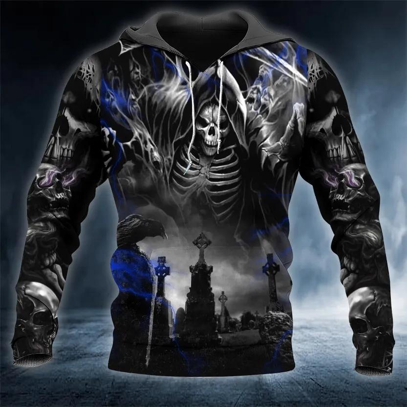 Dark Ghost Reaper Skull 3D All Over Print Hoodie