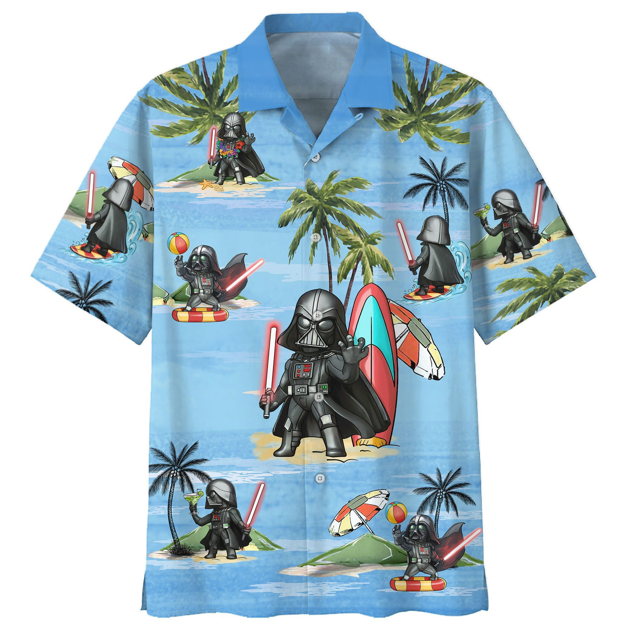 Darth Vader Summer Time Hawaiian Shirt Tropical Aloha Button Up