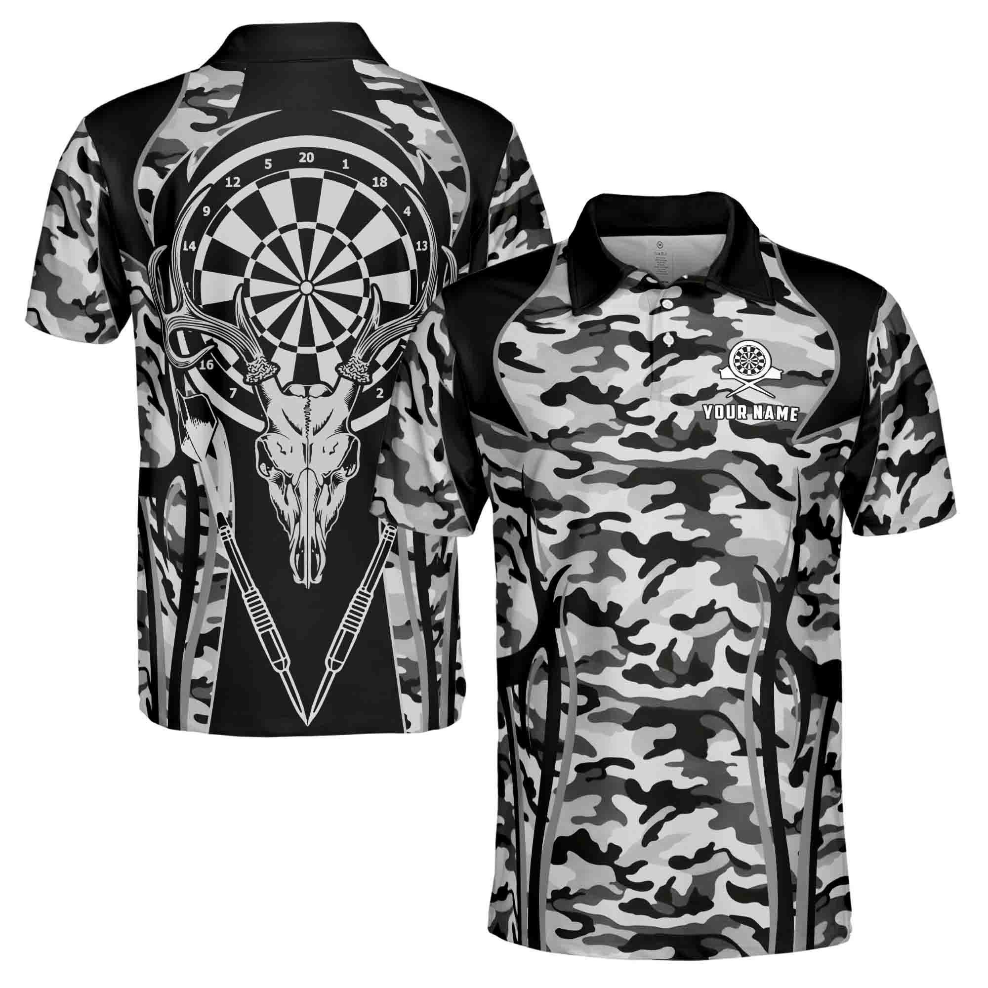 Darts & Deer Polo Shirt, Funny Personalized Camo Design Men's Top
