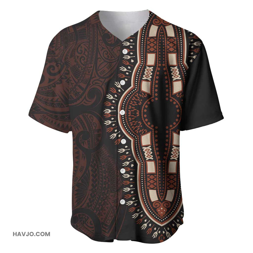 Dashiki and Polynesian Pattern Afro Pacific Culture Red Version Baseball Jersey