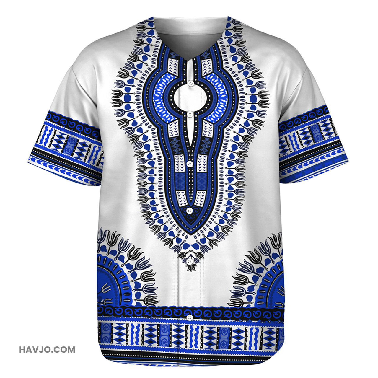 Dashiki Dashiki White And Blue Baseball Jersey