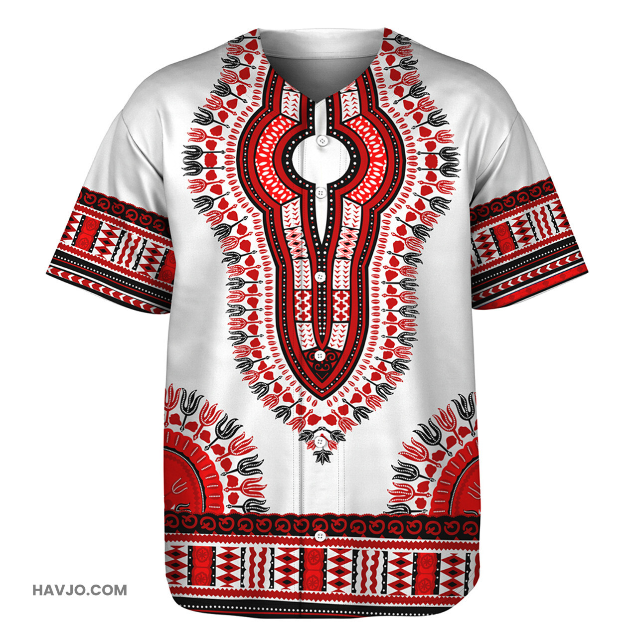 Dashiki Dashiki White And Red Baseball Jersey
