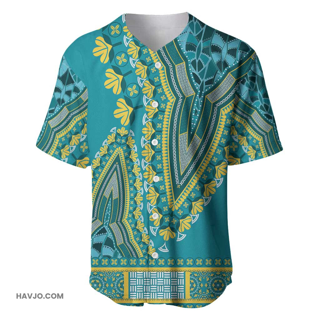 Dashiki Luxury Afro Teal Baseball Jersey