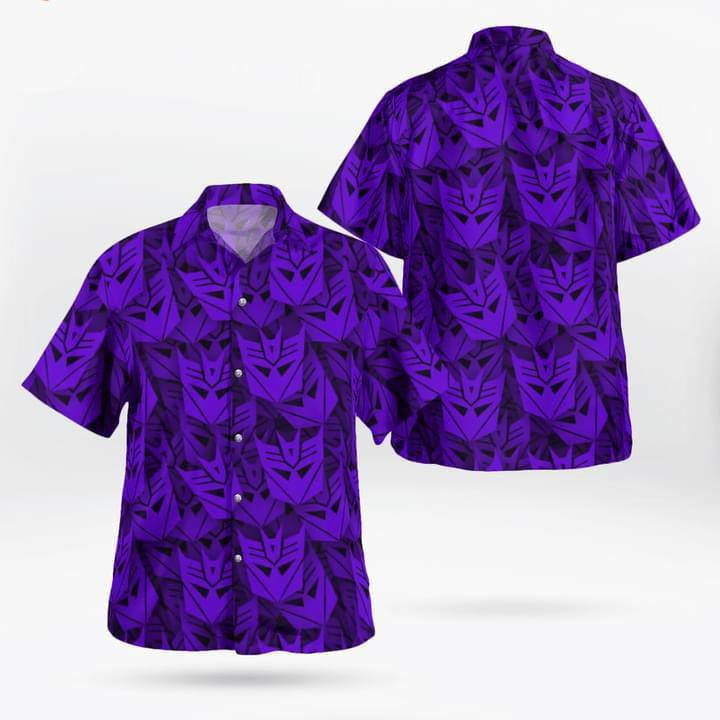 Decepticon Transformer Hawaiian Shirt Tropical Aloha Button Up