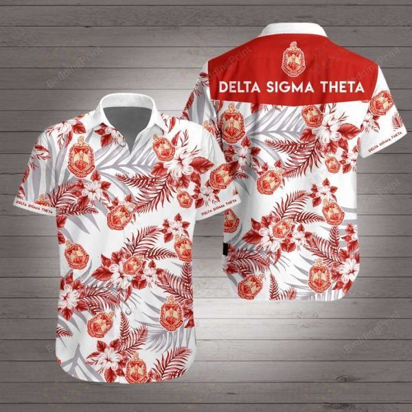 Delta Sigma Theta Hawaiian Shirt Tropical Aloha Button Up