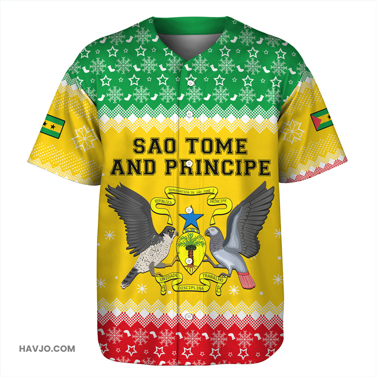 Democratic Republic of Sao Tome and Principe Christmas Coat of Arms Baseball Jersey