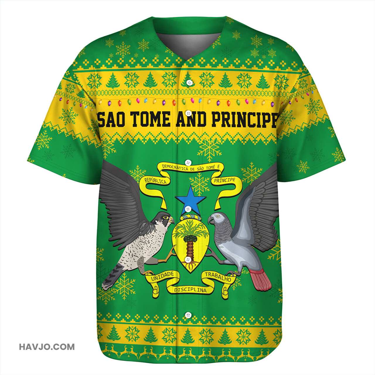 Democratic Republic of Sao Tome and Principe Christmas Style Pattern Baseball Jersey