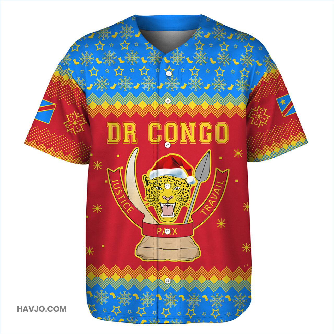 Democratic Republic Of The Congo Christmas Coat of Arms Baseball Jersey