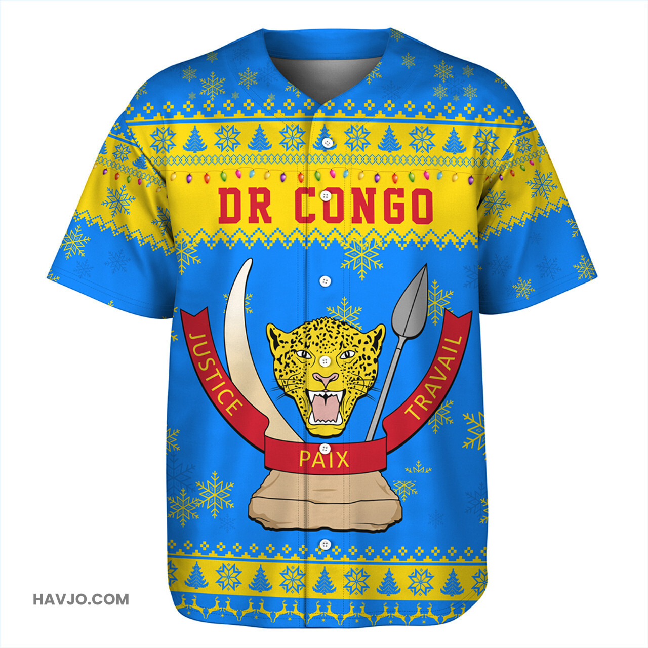Democratic Republic Of The Congo Christmas Style Pattern Baseball Jersey
