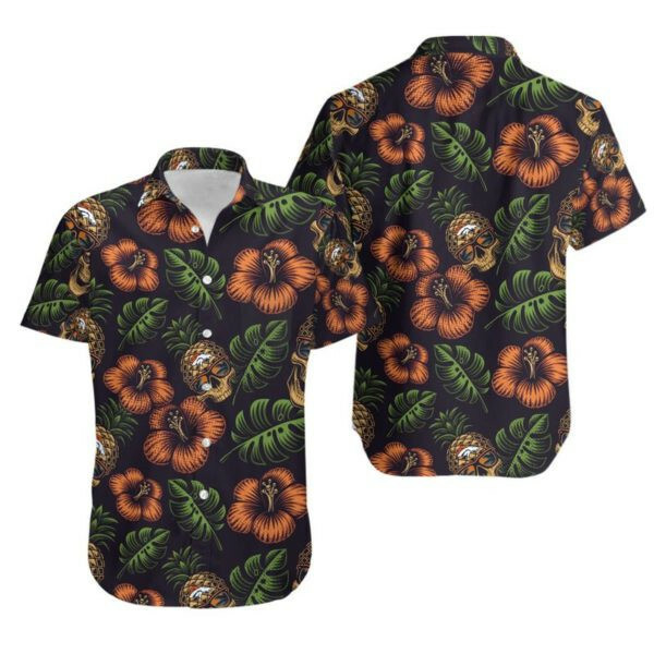 Denver Broncos Football Hawaiian Shirt Tropical Aloha Button Up
