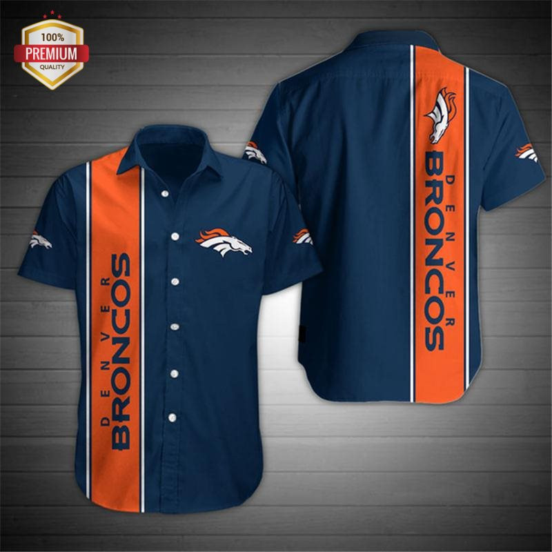Denver Broncos Football Up Hawaiian Shirt Tropical Aloha Button Up