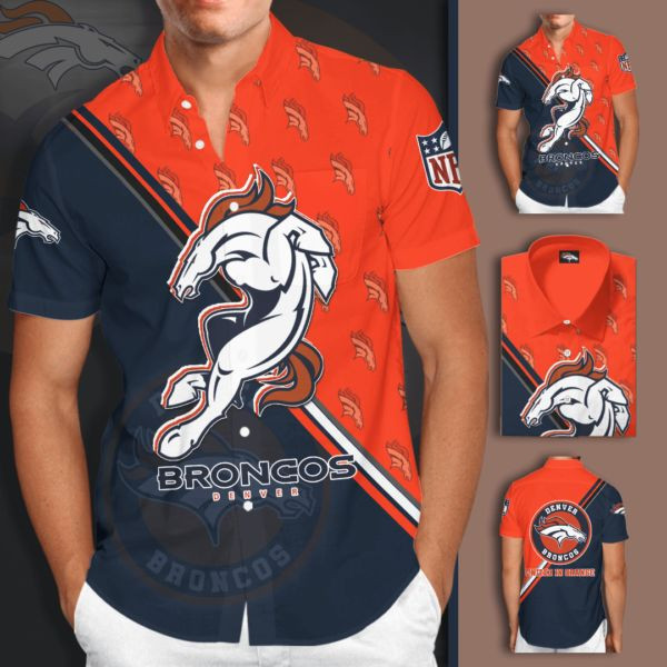 Denver Broncos Logo Hawaiian Shirt Tropical Aloha Button Up