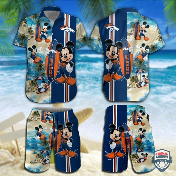 Denver Broncos Mickey Mouse Hawaiian Shirt Tropical Aloha Button Up