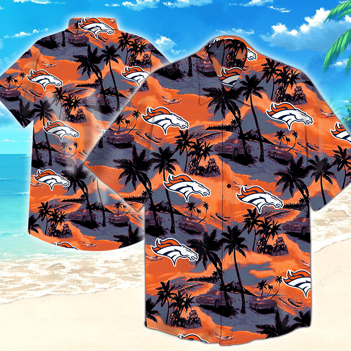 Denver Broncos Nfl Tommy Bahama Hawaiian Shirt Tropical Aloha Button Up