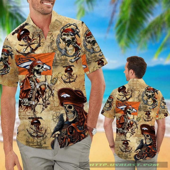 Denver Broncos Pirates Hawaiian Shirt Tropical Aloha Button Up