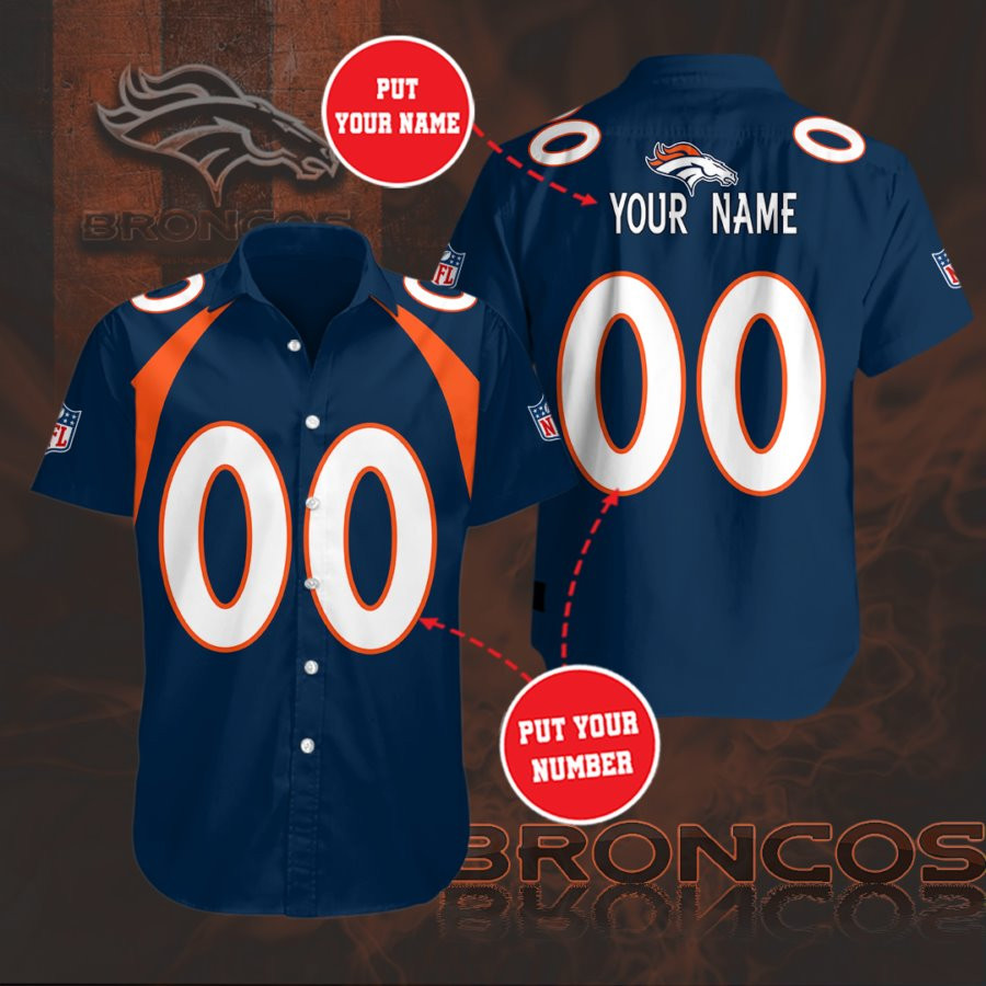 Personalized Denver Broncos Team Hawaiian Shirt Tropical Aloha Button Up
